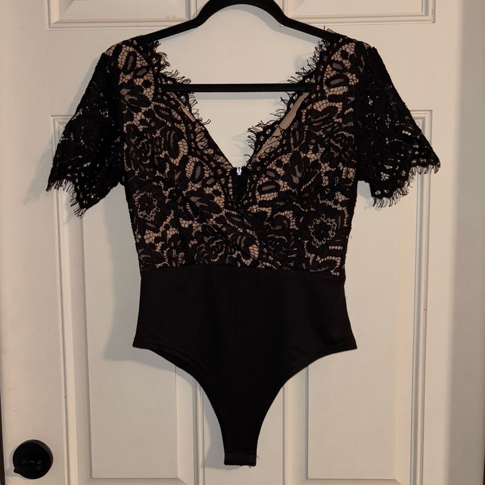 Elegant Black Lace Bodysuit